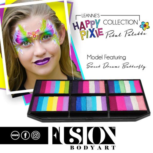 Fusion csíkos arcfesték paletta – Leanne's Happy Pixie - Szirompaletta
