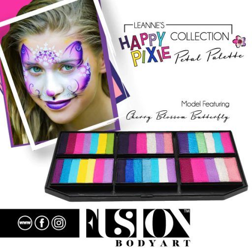 Fusion csíkos arcfesték paletta – Leanne's Happy Pixie - Szirompaletta
