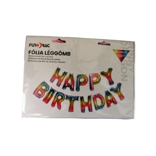 Fólia lufi Happy Birthday felirat 40 cm nagy méret
