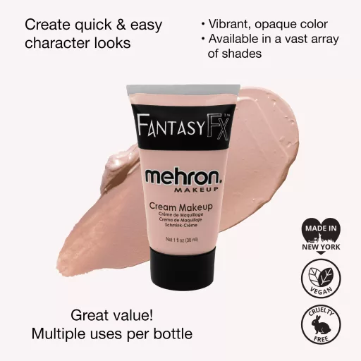 Mehron Fantasy FX Soft Beige/Light Flesh (30ml) – Világos testszínű krémfesték, vízbázisú smink alap