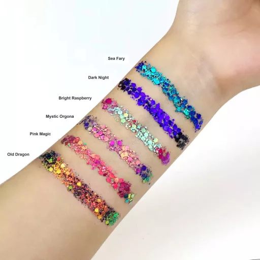 KiviArt Glitter Cream 'Shiny Leaves' irizáló zöld csillámkrém arcra és hajra, vegán viaszos formula