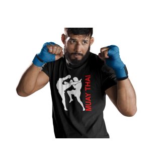 Kereknyakú póló muay thai, thai box mintával.