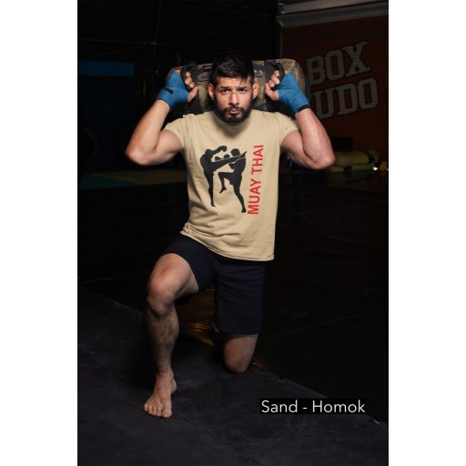 Kereknyakú póló muay thai, thai box mintával.