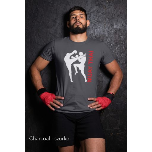 Kereknyakú póló muay thai, thai box mintával.