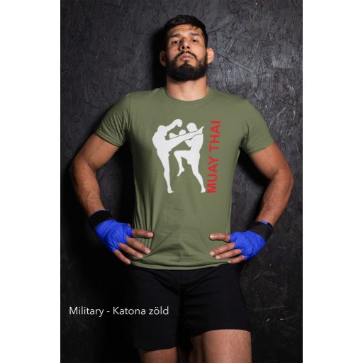 Kereknyakú póló muay thai, thai box mintával.